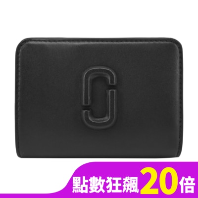 MARCJACOBS MARC JACOBS THE J MARC平滑皮革雙折對開零錢短夾-迷你/黑2S4SMP007S02001