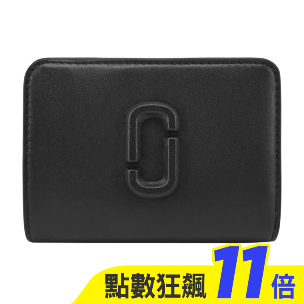 MARC JACOBS THE J MARC平滑皮革雙折對開零錢短夾-迷你/黑2S4SMP007S02001