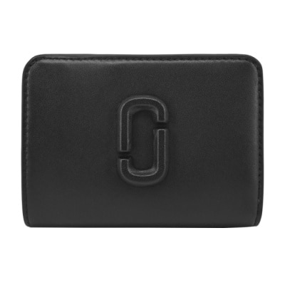 MARCJACOBS MARC JACOBS THE J MARC平滑皮革雙折對開零錢短夾-迷你/黑2S4SMP007S02001