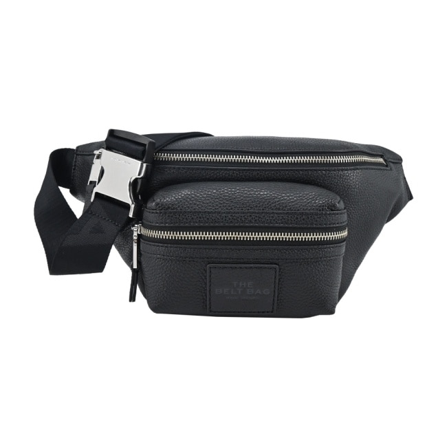 MARC JACOBS THE LEATHER 荔枝紋拉鍊前口袋腰包-黑2R3HBB028H02001