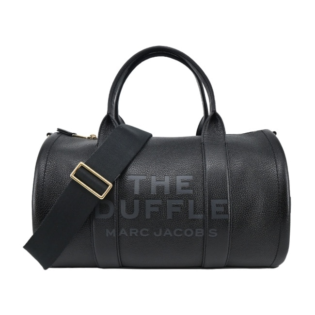 MARC JACOBS THE LEATHER 荔枝紋拉鍊手提圓筒包-大/黑2R3HDF029H02001