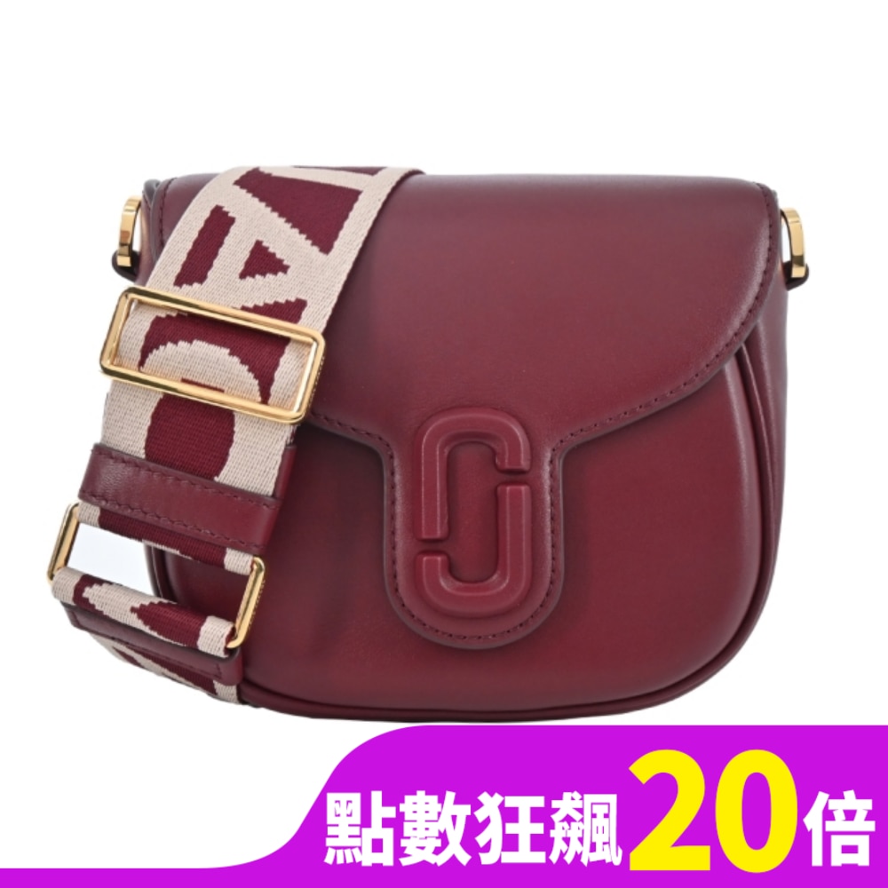MARCJACOBS MARC JACOBS THE J MARC SADDLE 牛皮磁扣翻蓋斜背馬鞍包-小/酒紅2S3HMS003H03602