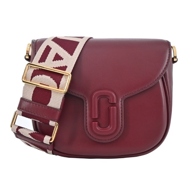 MARCJACOBS MARC JACOBS THE J MARC SADDLE 牛皮磁扣翻蓋斜背馬鞍包-小/酒紅2S3HMS003H03602