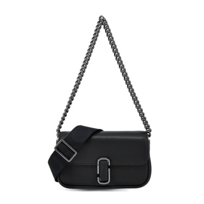 MARCJACOBS MARC JACOBS THE J MARC MINI牛皮翻蓋兩用包-迷你/黑銀 H967L03FA22016
