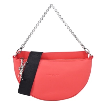 LONGCHAMP LONGCHAMP SMILE系列牛皮圓弧兩用包(小/草莓紅)10224-HDS-218
