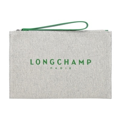 LONGCHAMP LONGCHAMP ESSENTIAL系列帆布LOGO字母手拿包(草綠)34136-HSG-129