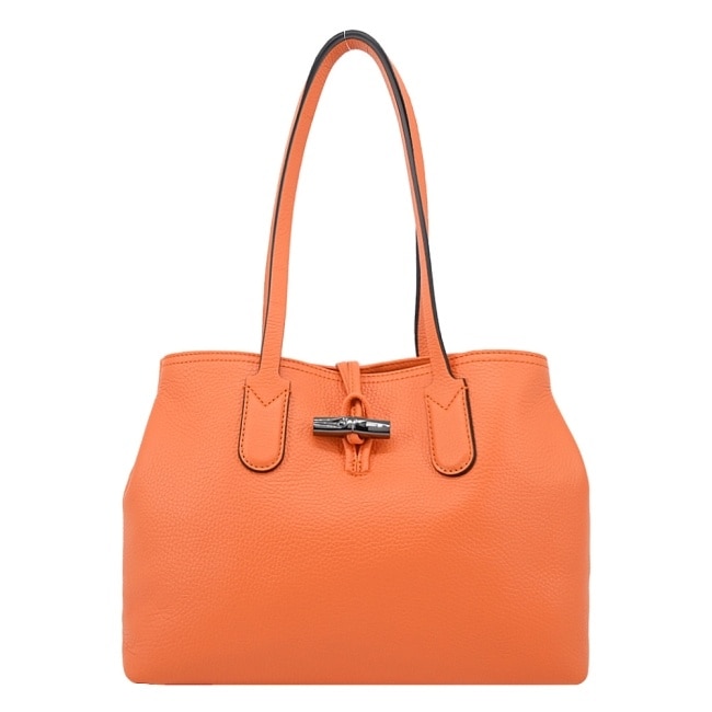 LONGCHAMP ROSEAU ESSENTIAL系列竹節牛皮肩背包(中/柳橙)10183-968-217