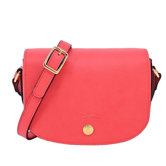LONGCHAMP EPURE系列牛皮翻蓋半月斜背包(迷你/草莓紅)10165-HYZ-218