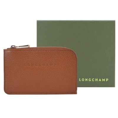 LONGCHAMP LONGCHAMP LE FOULONNE系列系列牛皮卡片零錢包(焦糖)30036-021-121