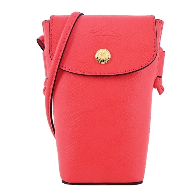 LONGCHAMP EPURE系列牛皮翻蓋手機斜背包(草莓紅)34193-HYZ-218