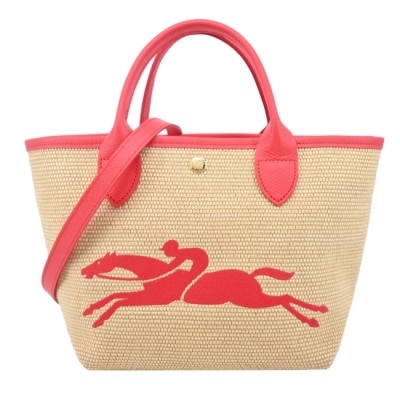 LONGCHAMP LONGCHAMP LE PANIER PLIAGE系列編織奔馬兩用包(小/草莓紅)10144-HZB-218