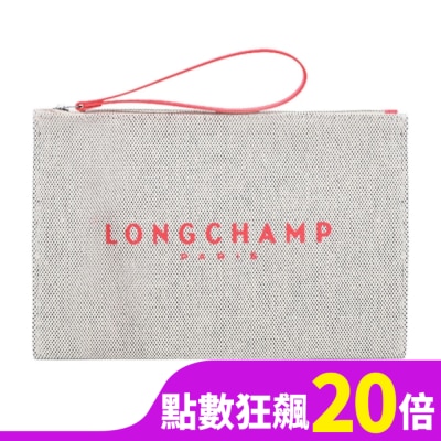 LONGCHAMP LONGCHAMP ESSENTIAL系列帆布LOGO字母手拿包(草莓紅)34136-HSG-218