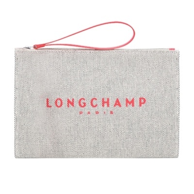 LONGCHAMP LONGCHAMP ESSENTIAL系列帆布LOGO字母手拿包(草莓紅)34136-HSG-218