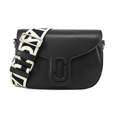 MARCJACOBS MARC JACOBS THE J MARC SADDLE 牛皮磁扣翻蓋斜背馬鞍包-黑 2S3HMS002H03001