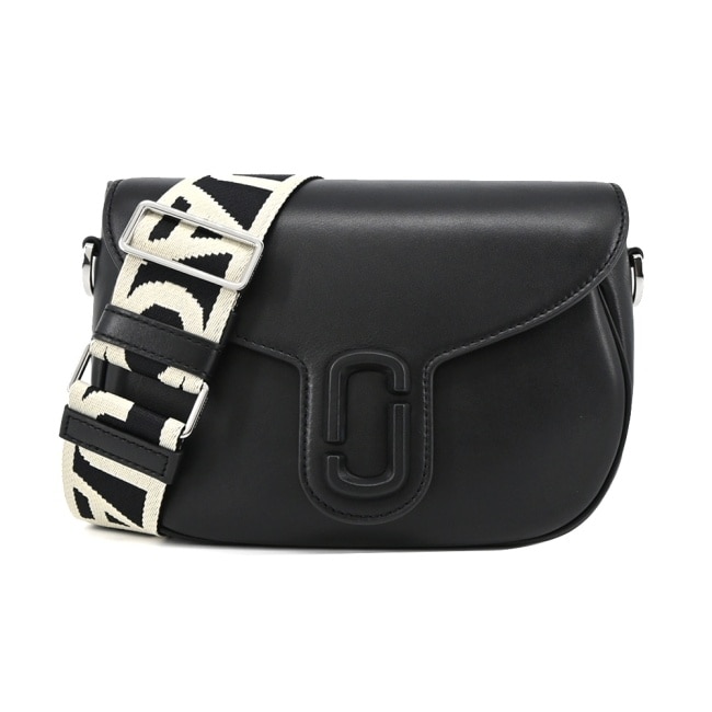 MARC JACOBS THE J MARC SADDLE 牛皮磁扣翻蓋斜背馬鞍包-黑 2S3HMS002H03001