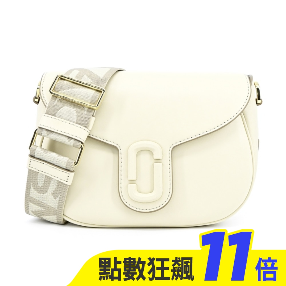 MARC JACOBS THE J MARC SADDLE 牛皮磁扣翻蓋斜背馬鞍包-白 2S3HMS002H03123