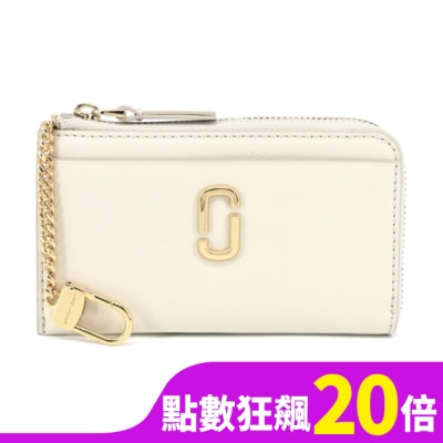 MARCJACOBS MARC JACOBS THE J MARC 牛皮拉鍊鑰匙圈卡片零錢包-白 2S3SMP004S01123