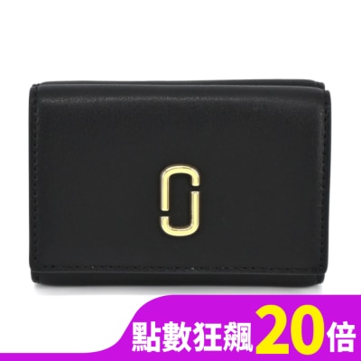 MARCJACOBS MARC JACOBS THE J MARC 皮革三折零錢短夾-黑 2S3SMP005S01001