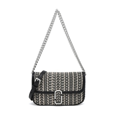 MARC JACOBS MARC JACOBS THE MONOGRAM J MARC 編織緹花翻蓋兩用包-迷你/黑 H901M06RE22261