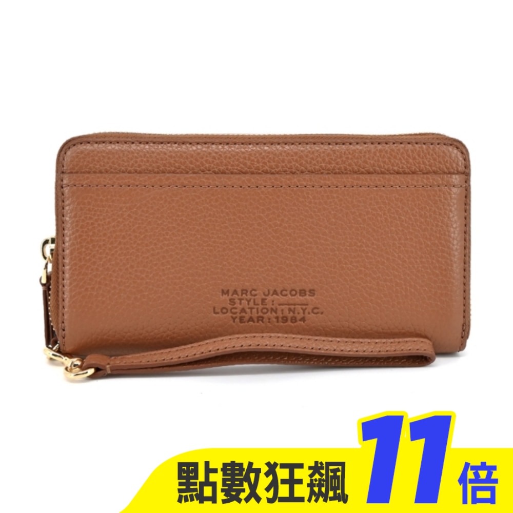 MARC JACOBS THE CONTINENTAL荔枝紋壓印拉鍊長夾-棕 S131L01RE22212