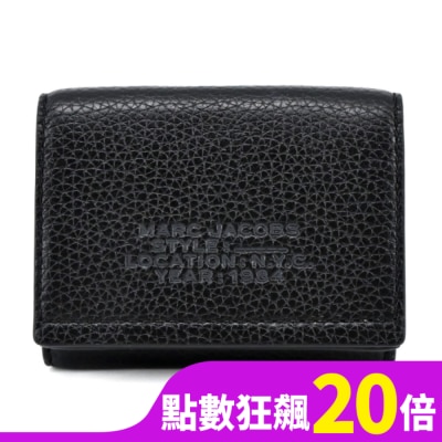 MARCJACOBS MARC JACOBS THE LEATHER荔枝紋三折零錢短夾-黑 S132L01RE22001