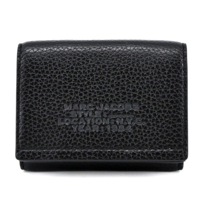 MARCJACOBS MARC JACOBS THE LEATHER荔枝紋三折零錢短夾-黑 S132L01RE22001