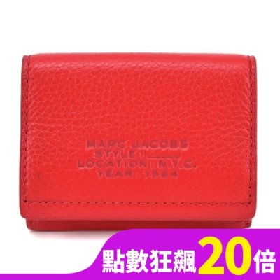 MARCJACOBS MARC JACOBS THE LEATHER荔枝紋三折零錢短夾-紅 S132L01RE22617