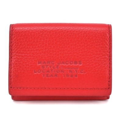 MARCJACOBS MARC JACOBS THE LEATHER荔枝紋三折零錢短夾-紅 S132L01RE22617