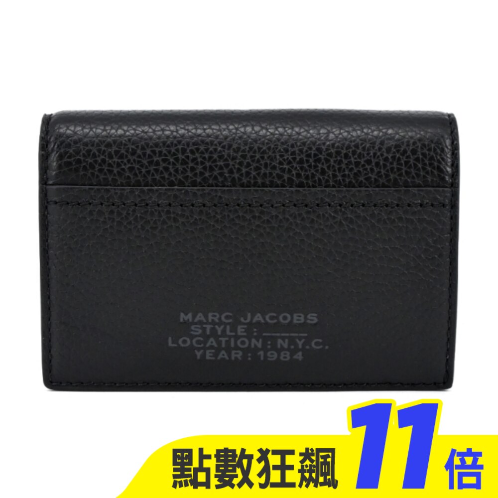 MARC JACOBS THE LEATHER 荔枝紋對開零錢短夾-黑 S133L01RE22001