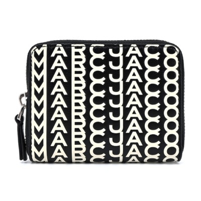 MARCJACOBS MARC JACOBS THE MONOGRAM 羊皮印花拉鍊零錢包-黑 S150L03FA22005