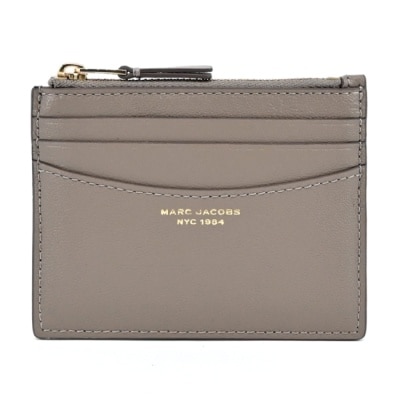 MARC JACOBS MARC JACOBS THE SLIM 84 羊皮拉鍊卡片零錢包-水泥灰 S177L03FA22055