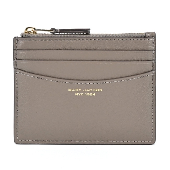 MARCJACOBS MARC JACOBS THE SLIM 84 羊皮拉鍊卡片零錢包-水泥灰 S177L03FA22055