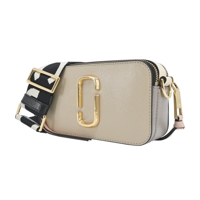 MARC JACOBS SNAPSHOT 防刮撞色雙層斜背/相機包-卡其/粉 2S3HCR500H03241