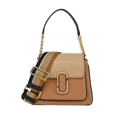 MARC JACOBS MARC JACOBS THE J MARC CHAIN牛皮撞色前口袋兩用包-迷你/棕H712L01RE22225