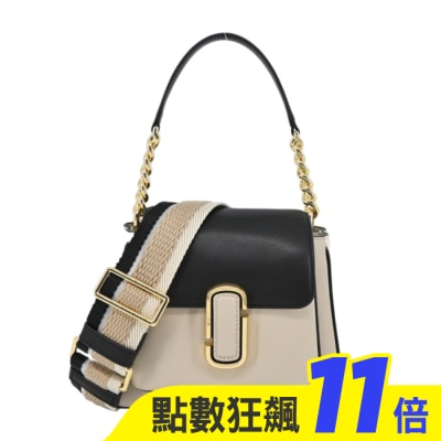 MARC JACOBS MARC JACOBS THE J MARC CHAIN牛皮撞色前口袋兩用包-迷你/黑白 H712L01RE22291