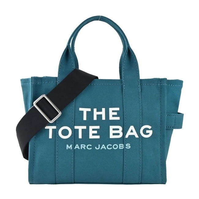 MARC JACOBS Mini TOTE 字母印花帆布兩用托特包-迷你/孔雀綠 M0016493443