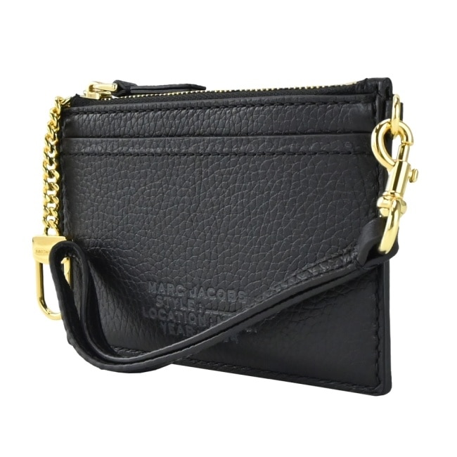 MARC JACOBS THE LEATHER ZIP壓印LOGO拉鍊鑰匙圈卡片夾/零錢包-黑 S125L01RE22001