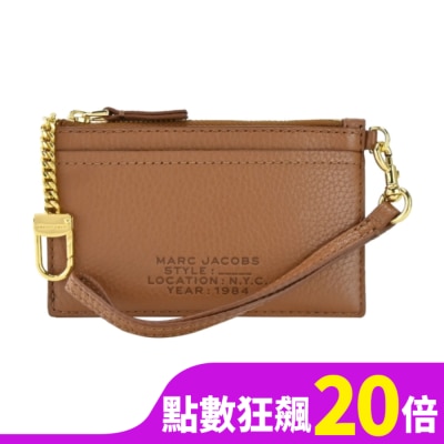 MARCJACOBS MARC JACOBS THE LEATHER ZIP壓印LOGO拉鍊鑰匙圈卡片/零錢包-棕S125L01RE22212