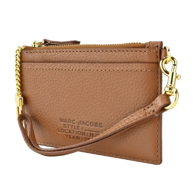 MARC JACOBS THE LEATHER ZIP壓印LOGO拉鍊鑰匙圈卡片夾/零錢包-棕 S125L01RE22212