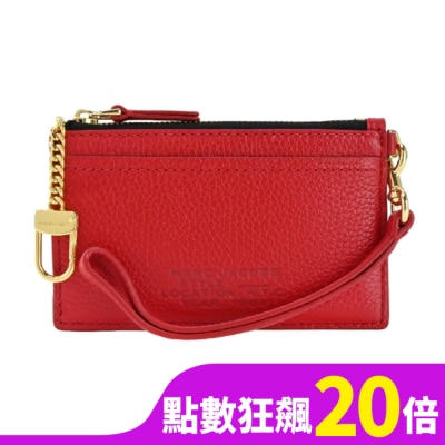 MARCJACOBS MARC JACOBS THE LEATHER ZIP壓印拉鍊鑰匙圈零錢包-紅S125L01RE22617