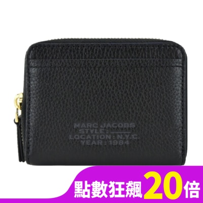 MARCJACOBS MARC JACOBS THE LEATHER ZIP壓印LOGO拉鍊卡片零錢包-黑 S134L01RE22001