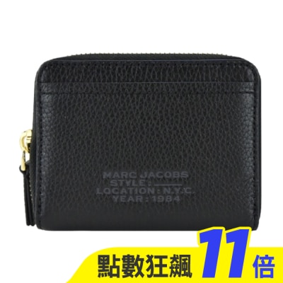 MARC JACOBS MARC JACOBS THE LEATHER ZIP壓印LOGO拉鍊卡片零錢包-黑 S134L01RE22001