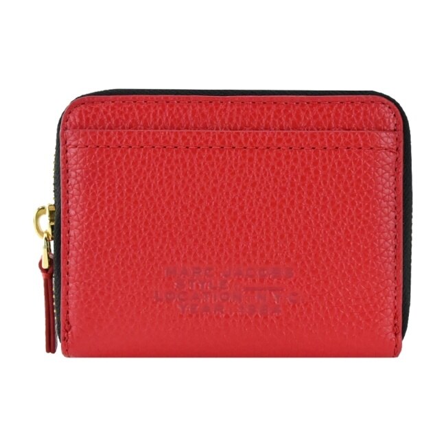 MARC JACOBS THE LEATHER ZIP壓印LOGO拉鍊卡片零錢包-紅 S134L01RE22617