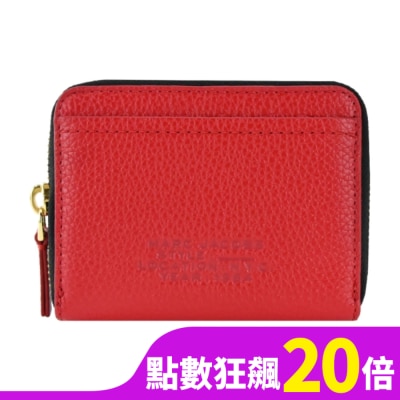 MARCJACOBS MARC JACOBS THE LEATHER ZIP壓印LOGO拉鍊卡片零錢包-紅 S134L01RE22617