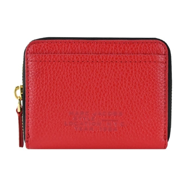 MARC JACOBS THE LEATHER ZIP壓印LOGO拉鍊卡片零錢包-紅 S134L01RE22617