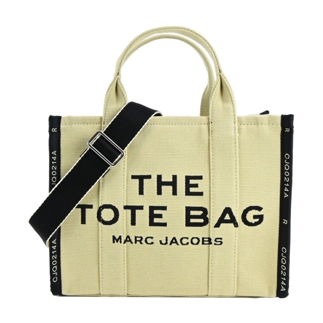 MARC JACOBS JACQUARD SMALL TOTE字母刺繡滾邊帆布兩用托特包-小/米 M0017027263