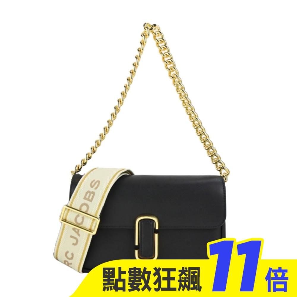 MARC JACOBS THE J MARC牛皮翻蓋兩用包-黑 H956L01PF22001