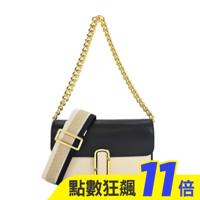 MARC JACOBS MARC JACOBS THE J MARC撞色牛皮翻蓋兩用包-卡其/黑 H966L01PF22291