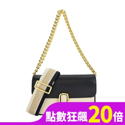 MARCJACOBS MARC JACOBS THE J MARC撞色牛皮翻蓋兩用包-卡其/黑 H966L01PF22291