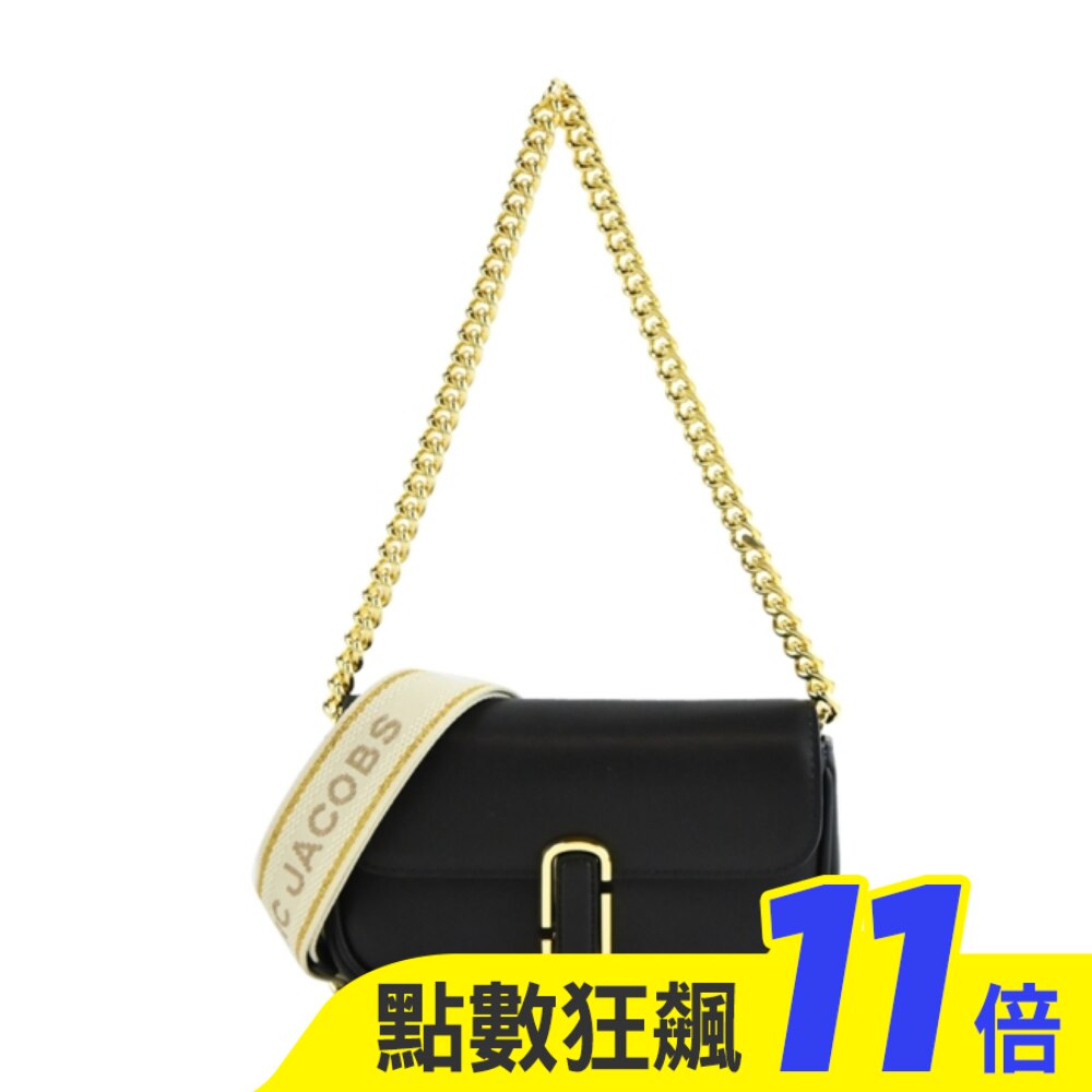 MARC JACOBS THE J MARC MINI牛皮翻蓋兩用包-迷你/黑 H967L03FA22001